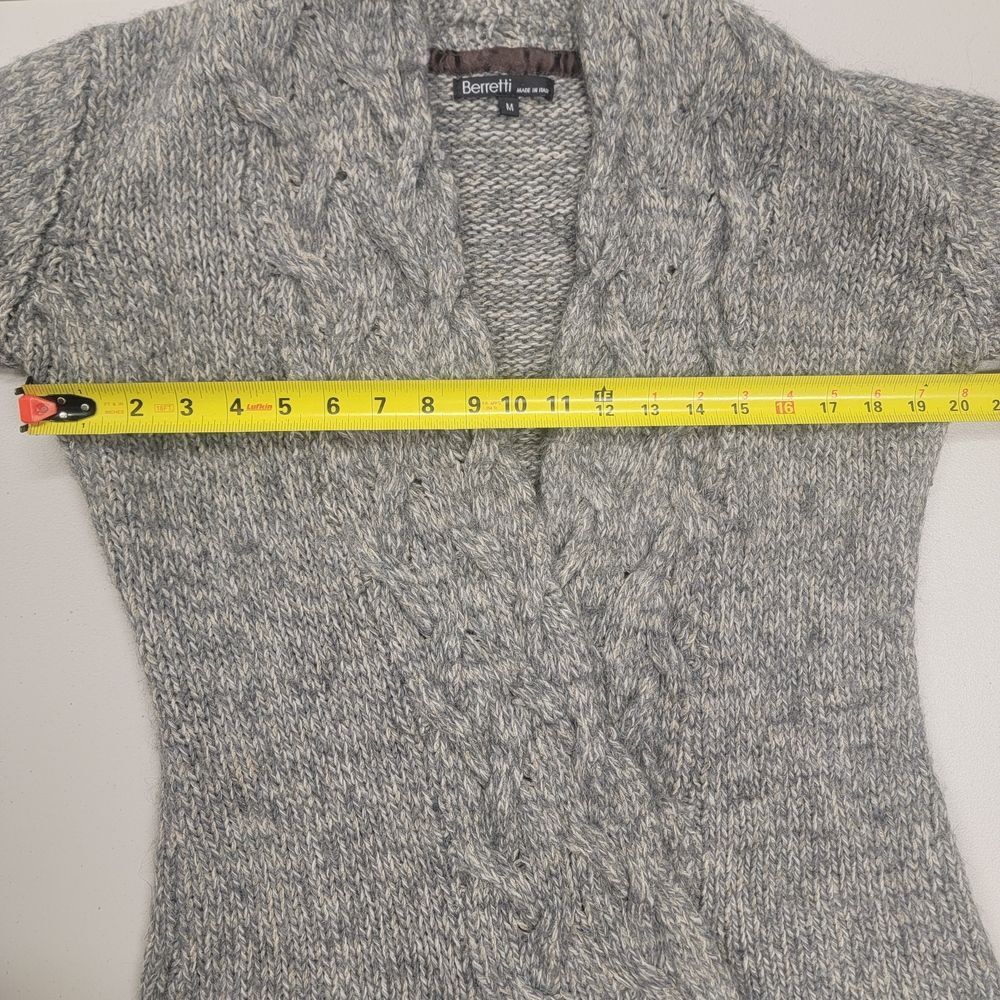 Italian Alpaca Blend Knit Neutral Cable Knit Cardigan Sweater - Picture 13 of 15
